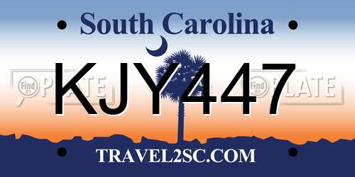 KJY447 South Carolina License Plate
