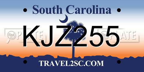 KJZ255 South Carolina License Plate