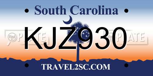 KJZ930 South Carolina License Plate