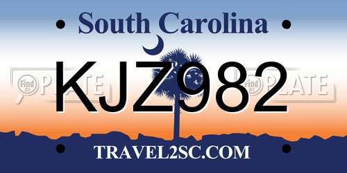 KJZ982 South Carolina License Plate