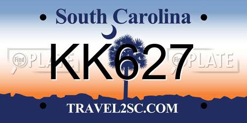 KK627 South Carolina License Plate