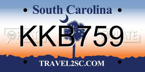 KKB759 South Carolina License Plate