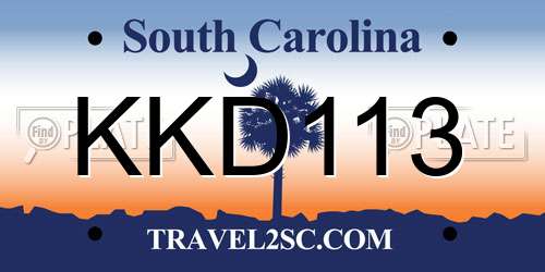 KKD113 South Carolina License Plate