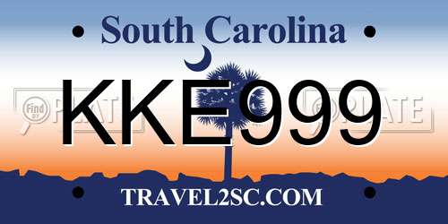 KKE999 South Carolina License Plate