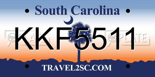 KKF5511 South Carolina License Plate