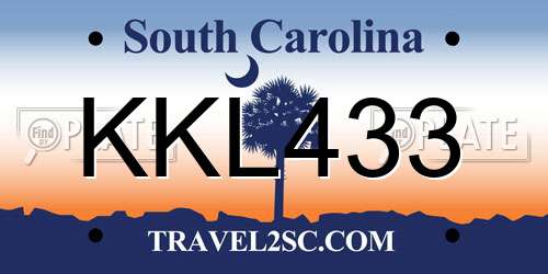 KKL433 South Carolina License Plate