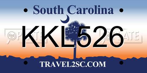 KKL526 South Carolina License Plate