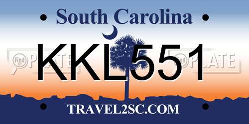 KKL551 South Carolina License Plate