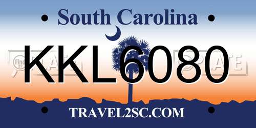 KKL6080 South Carolina License Plate