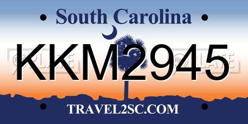 KKM2945 South Carolina License Plate