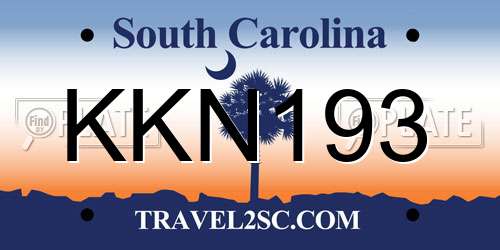 KKN193 South Carolina License Plate