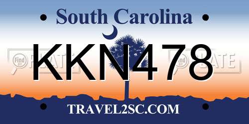 KKN478 South Carolina License Plate