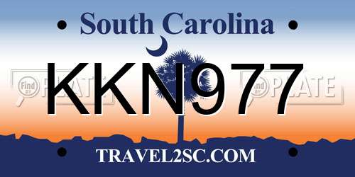 KKN977 South Carolina License Plate