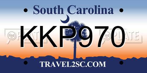 KKP970 South Carolina License Plate