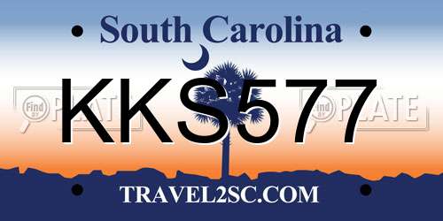 KKS577 South Carolina License Plate