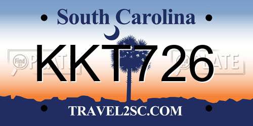 KKT726 South Carolina License Plate