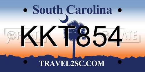 KKT854 South Carolina License Plate
