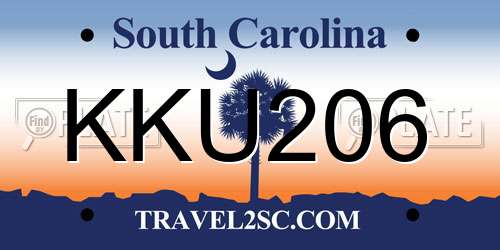 KKU206 South Carolina License Plate