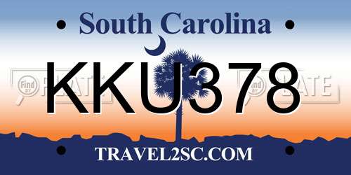 KKU378 South Carolina License Plate
