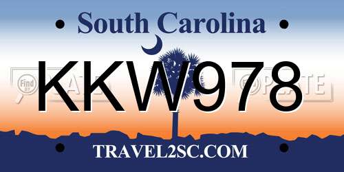 KKW978 South Carolina License Plate