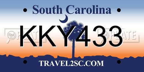 KKY433 South Carolina License Plate