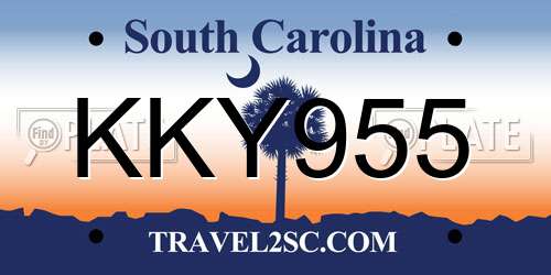 KKY955 South Carolina License Plate