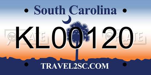 KL00120 South Carolina License Plate