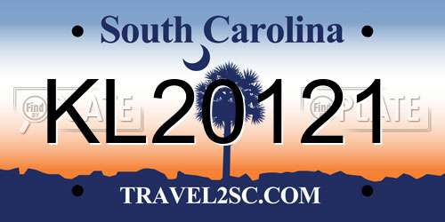 KL20121 South Carolina License Plate