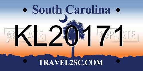 KL20171 South Carolina License Plate