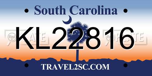 KL22816 South Carolina License Plate