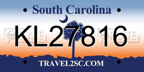 KL27816 South Carolina License Plate