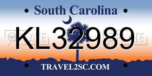 KL32989 South Carolina License Plate