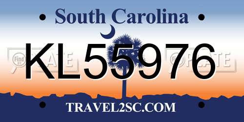 KL55976 South Carolina License Plate