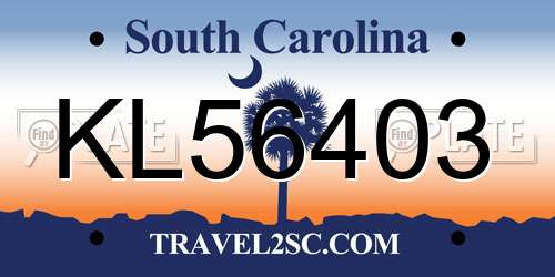 KL56403 South Carolina License Plate