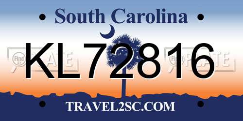 KL72816 South Carolina License Plate