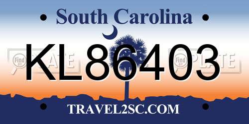 KL86403 South Carolina License Plate