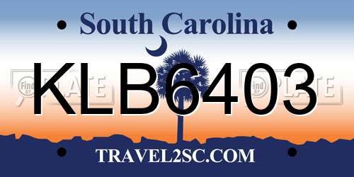 KLB6403 South Carolina License Plate