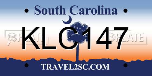 KLC147 South Carolina License Plate