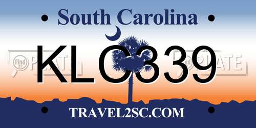 KLC339 South Carolina License Plate