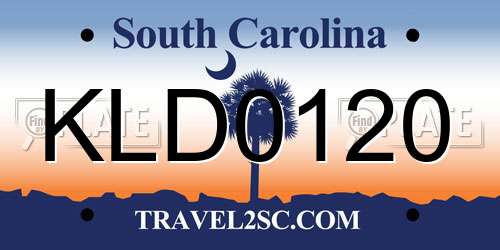 KLD0120 South Carolina License Plate