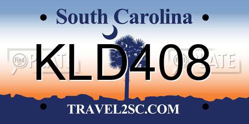 KLD408 South Carolina License Plate