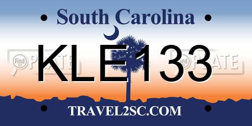 KLE133 South Carolina License Plate