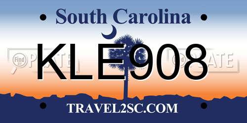 KLE908 South Carolina License Plate