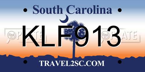 KLF913 South Carolina License Plate