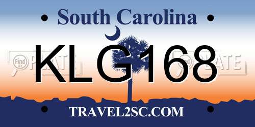 KLG168 South Carolina License Plate