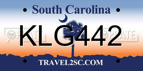 KLG442 South Carolina License Plate