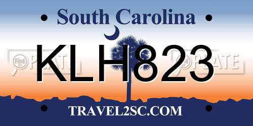 KLH823 South Carolina License Plate