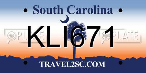 KLI671 South Carolina License Plate