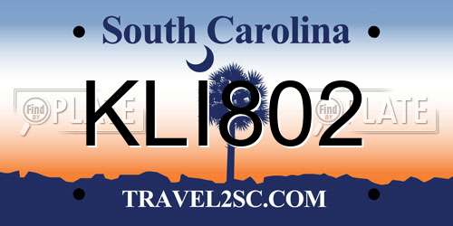 KLI802 South Carolina License Plate