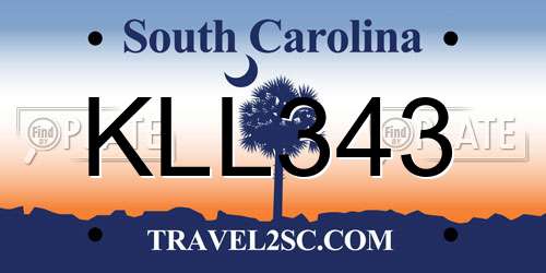 KLL343 South Carolina License Plate